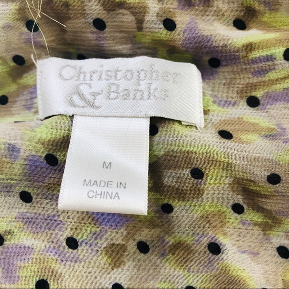 Christopher & Banks M Blouse Button down Polka Dot - Picture 7 of 9